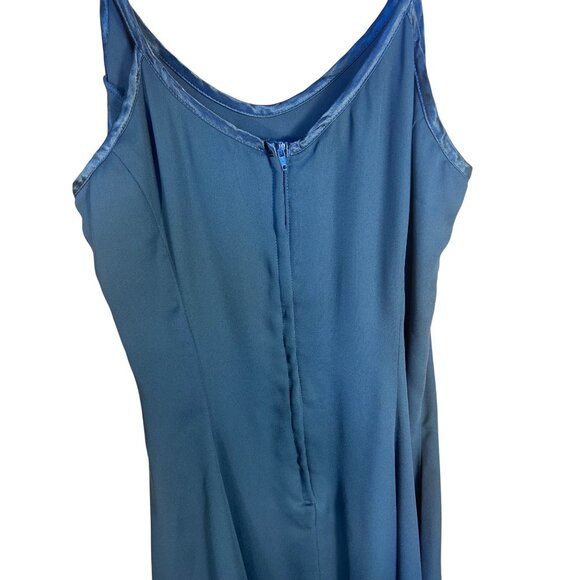 VTG Roberta Navy Small (est.) Maxi Slip Dress Asymmetrical Hem Fairy Whimsy Goth - Picture 5 of 7